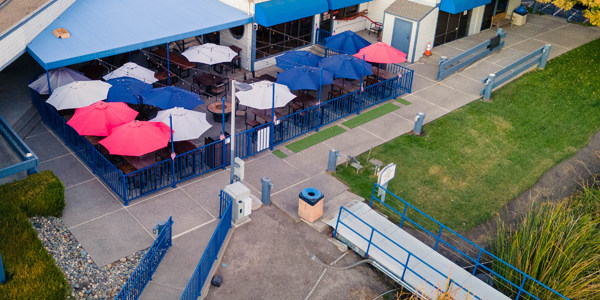 Bird's eye view of Bob's at the Marina outdoor dining